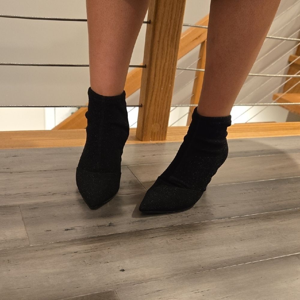 Charles by Charles David Glitter Black Ankle Booties - Picture 4 of 6